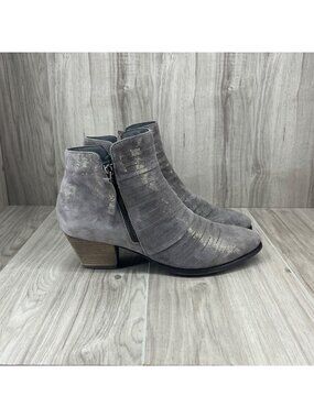 David Tate Ankle Boots Womens 11M Bellview Gray Shimmer Suede Zip Booties